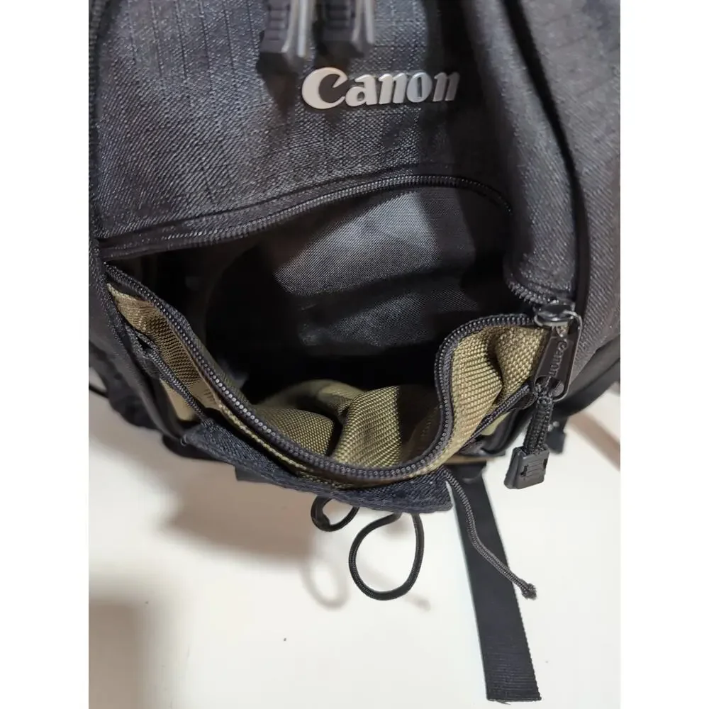 Canon DLSR 200 EF Deluxe Photo Backpack Straps Padded Dividers Black Green